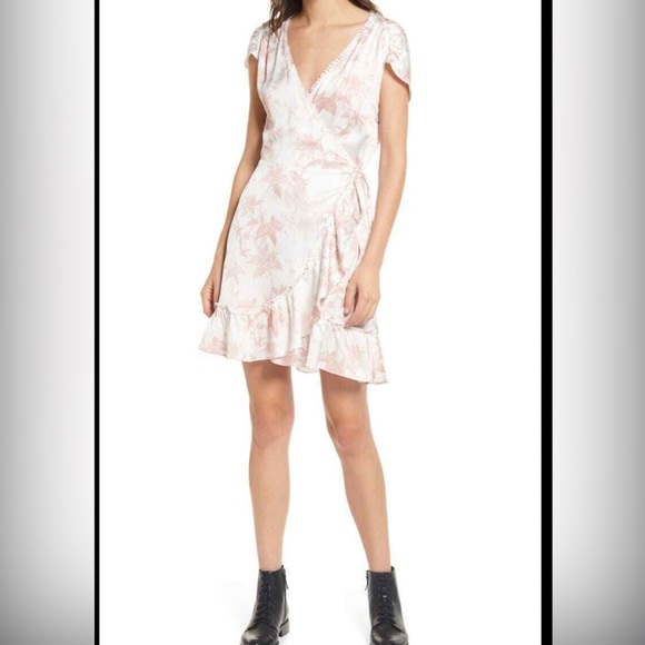 All Saints Pink and White Ruffled Wrap Sundress size 6 - Picture 1 of 8
